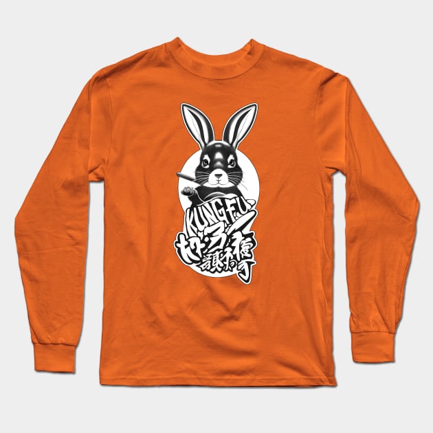 Easter Bunny Kung Fu Martial Arts Long Sleeve T-Shirt by 8 Fists of Tees